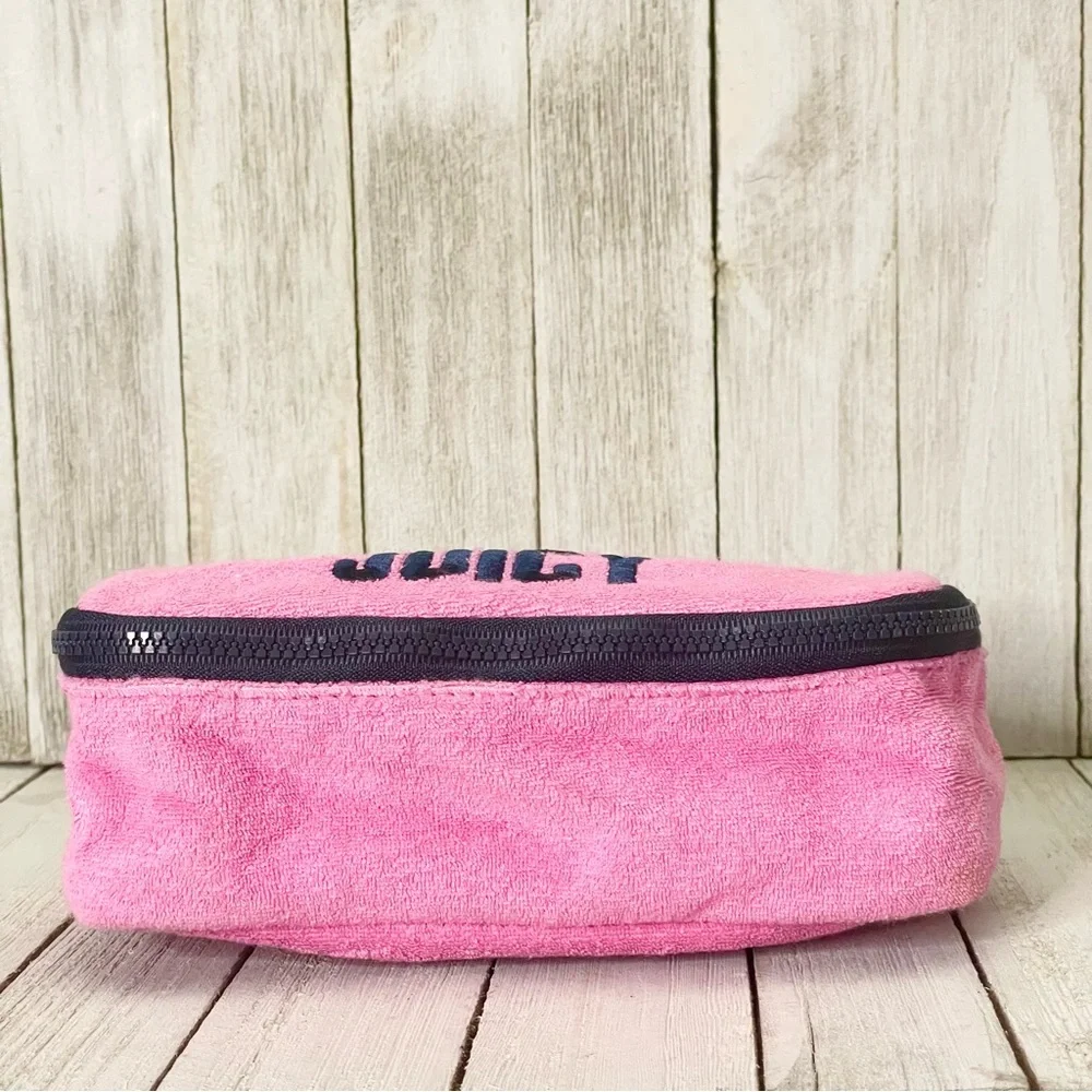 Retro Y2k Juicy Couture Terry Cloth Zip Around Cosmetic Pouch Bag